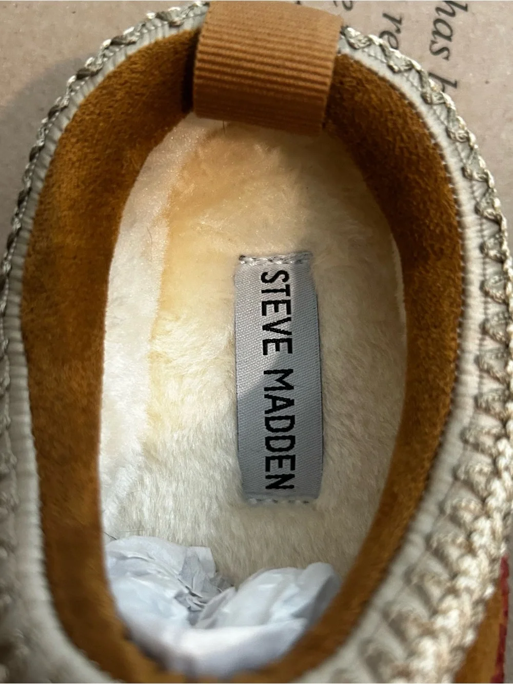 Steve Madden Kids Tan Slip-On Shoes with Multicolor Sequin Patches